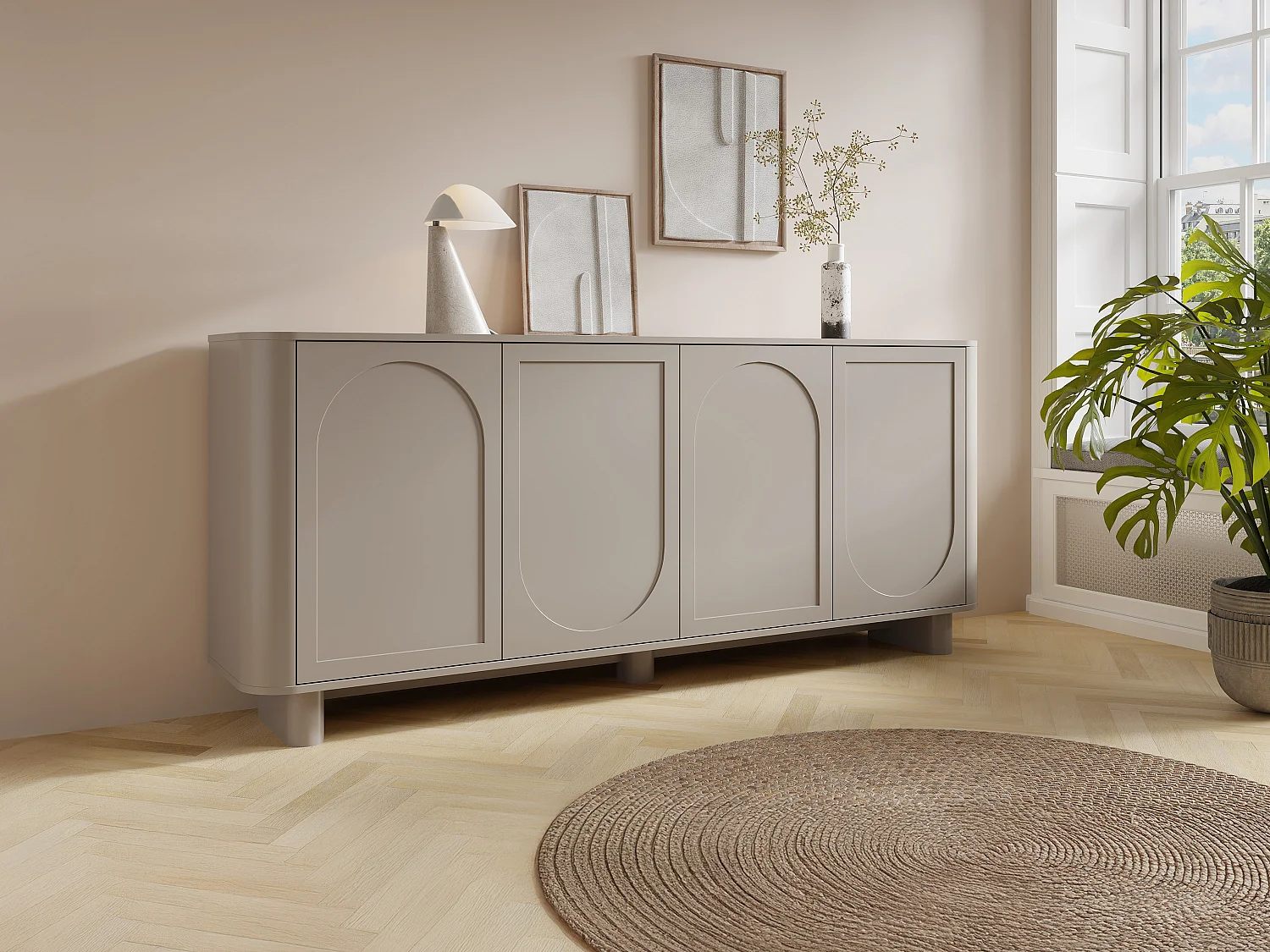 Buffet avec 4 portes - Taupe - BRISTANA