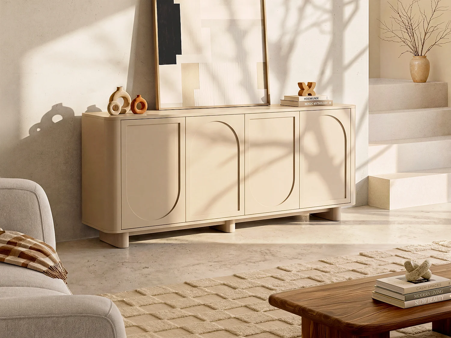 Buffet avec 4 portes - Taupe - BRISTANA