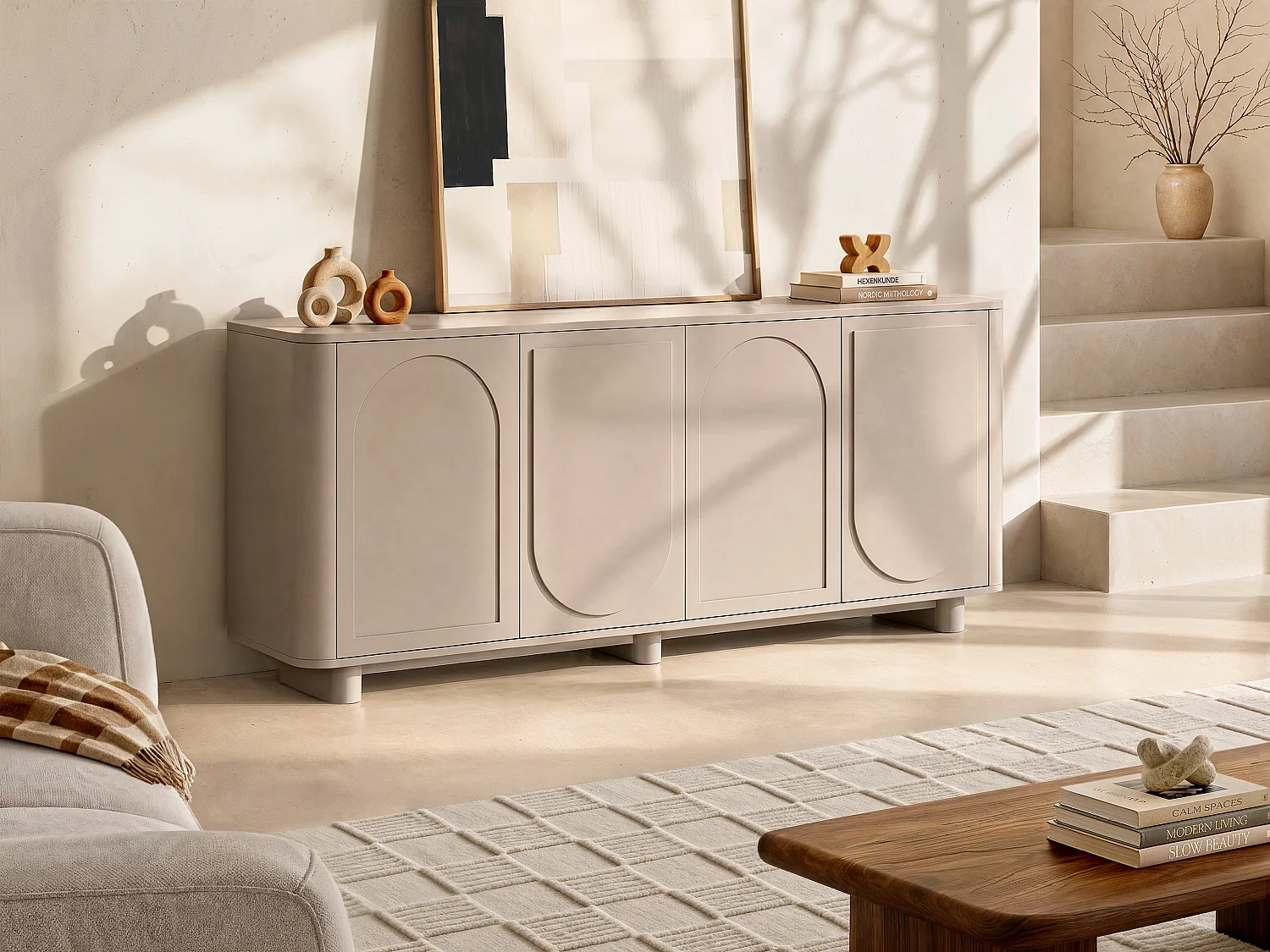 Buffet avec 4 portes - Taupe - BRISTANA