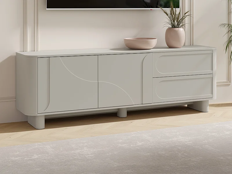 Mueble para TV con 2 puertas y 2 cajones - Beige - DIGARA