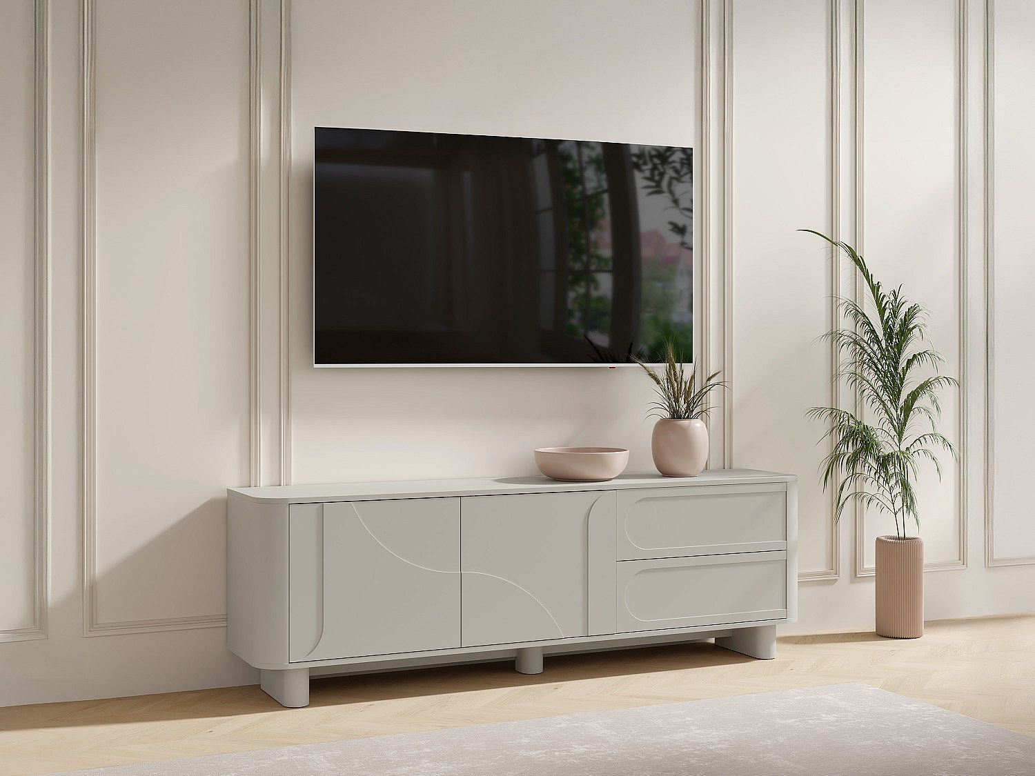 Vente-unique Tv-Möbel - 2 Türen & 2 Schubladen - Beige - Digara