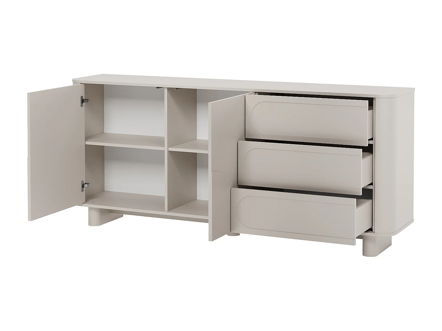 Buffet avec 2 portes et 3 tiroirs - Beige - DIGARA