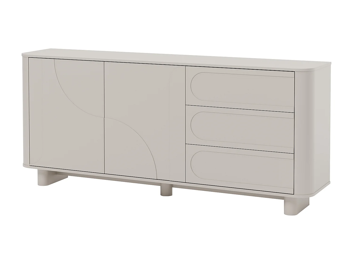 Buffet avec 2 portes et 3 tiroirs - Beige - DIGARA