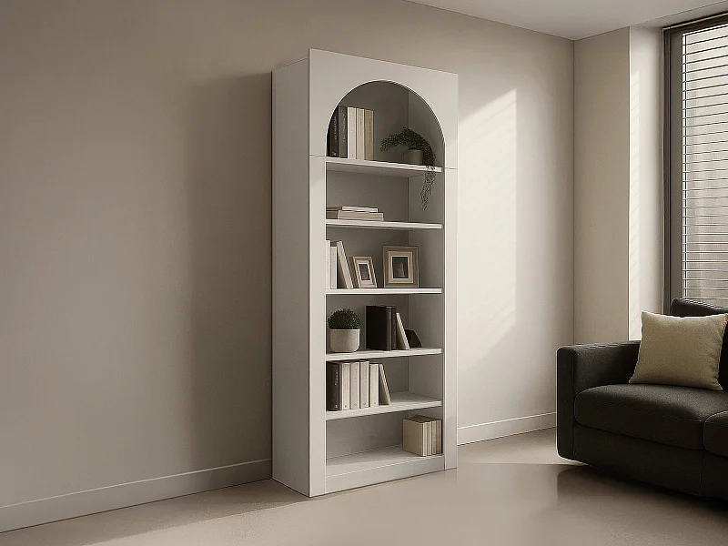 Bibliothèque avec 6 niches - Beige - CYMORA