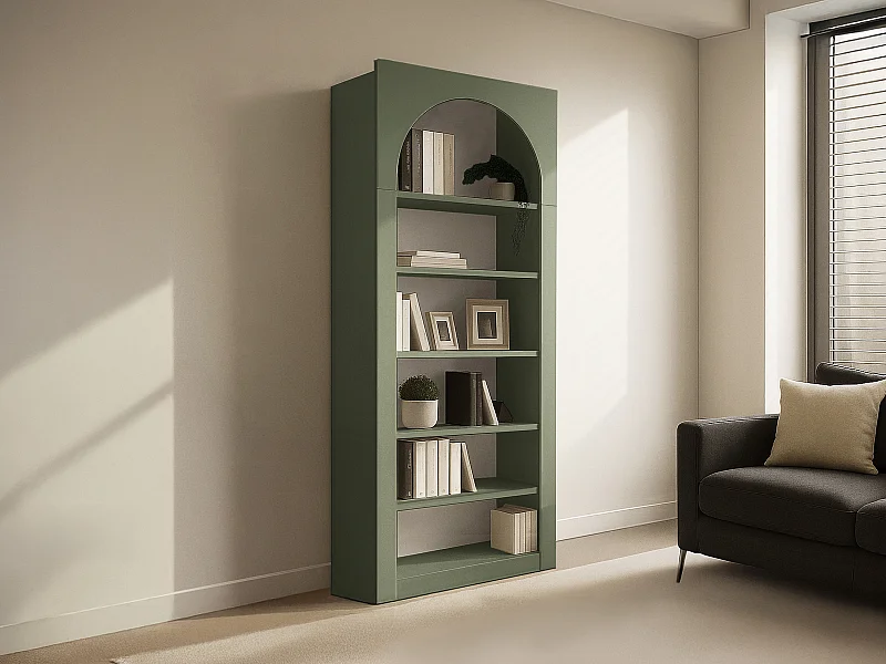 Bibliothèque avec 6 niches - Kaki - CYMORA