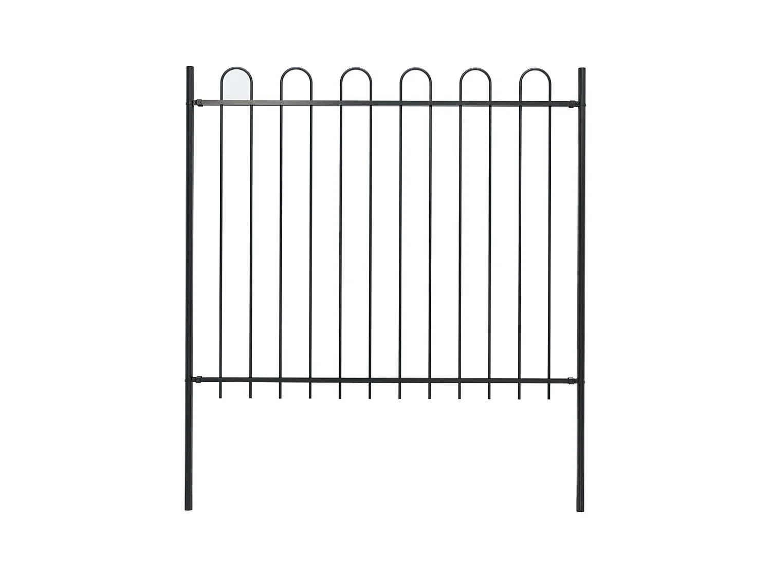 Clôture de jardin avec dessus en cerceau Acier 1,7 m Noir 4