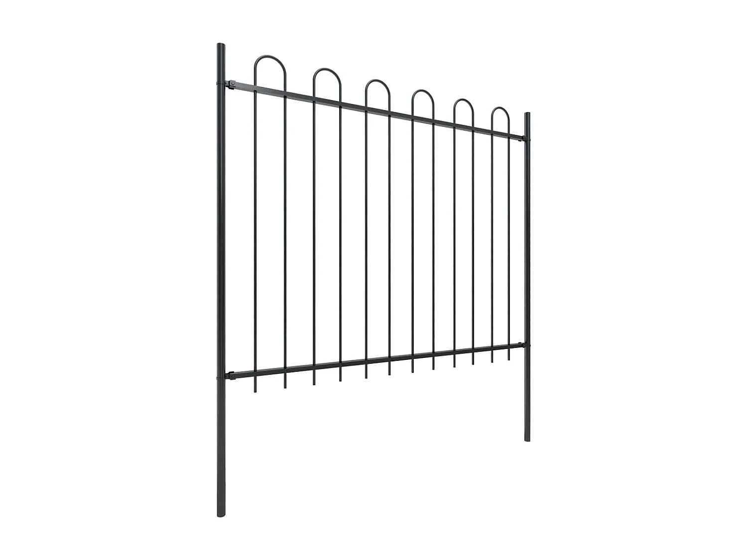 Clôture de jardin avec dessus en cerceau Acier 1,7 m Noir 4