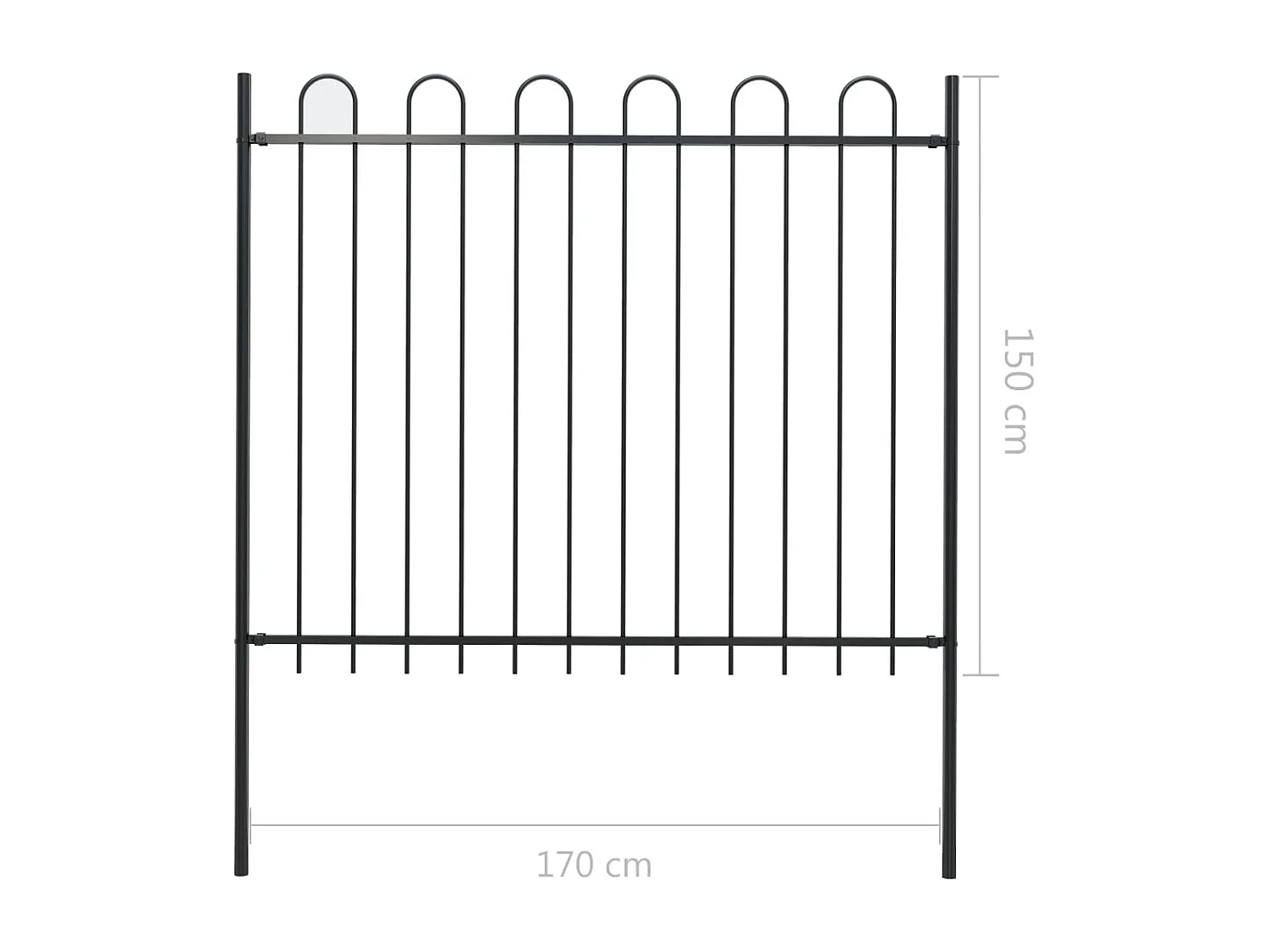 Clôture de jardin avec dessus en cerceau Acier 1,7 m Noir 4