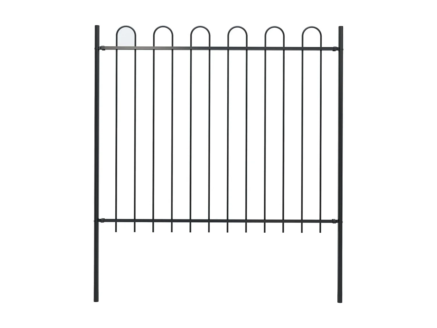 Clôture de jardin avec dessus en cerceau Acier 1,7 m Noir 4