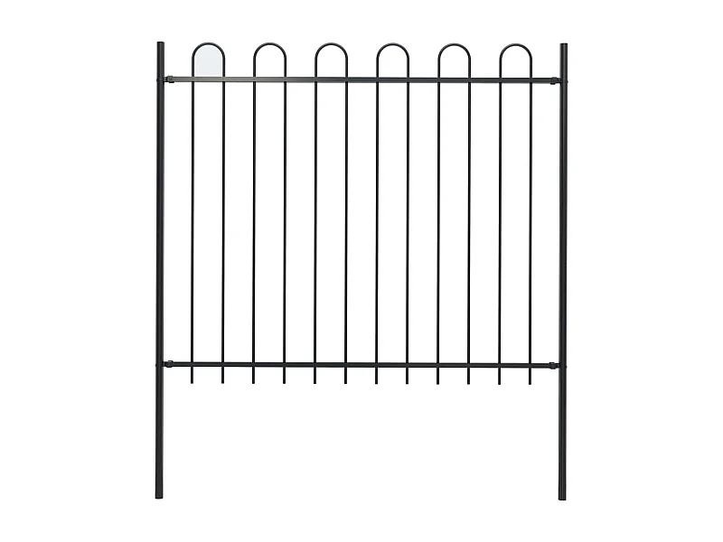 Clôture de jardin avec dessus en cerceau Acier 1,7 m Noir 4