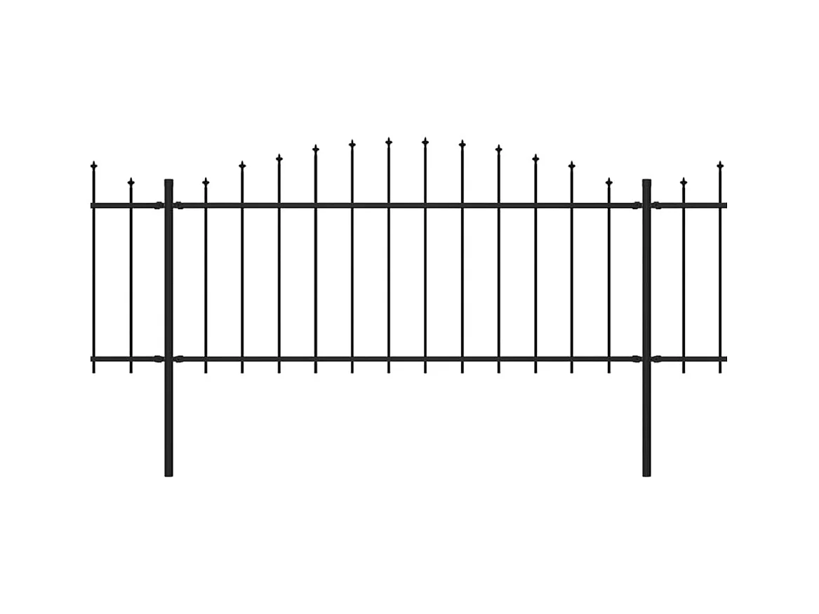 Clôture de jardin à dessus en lance Acier (0,5-0,75)x8,5 m Noir
