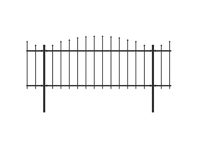 Clôture de jardin à dessus en lance Acier (0,5-0,75)x15,3m Noir
