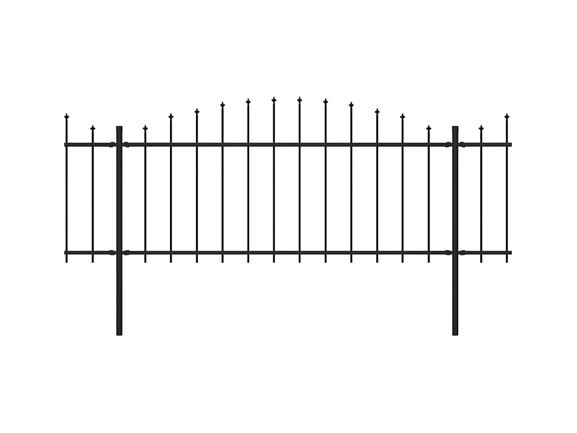 Clôture de jardin à dessus en lance Acier (0,5-0,75)x15,3m Noir