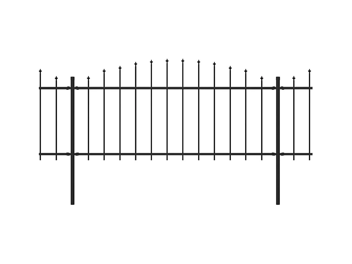 Clôture de jardin à dessus en lance Acier (0,5-0,75)x15,3m Noir