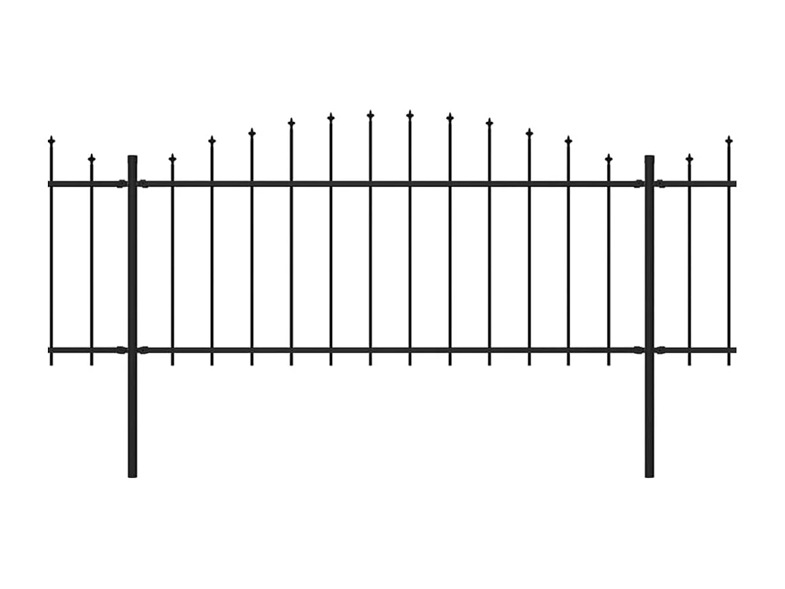 Clôture de jardin à dessus en lance Acier (0,5-0,75)x15,3m Noir