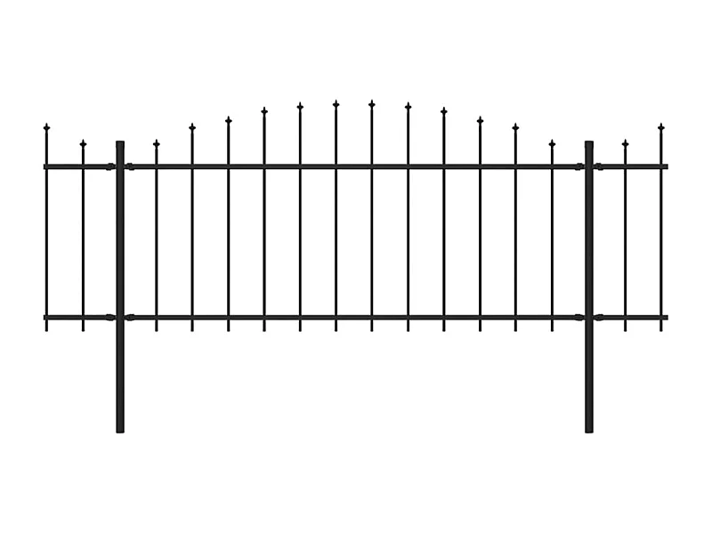 Clôture de jardin à dessus en lance Acier (0,5-0,75)x15,3m Noir