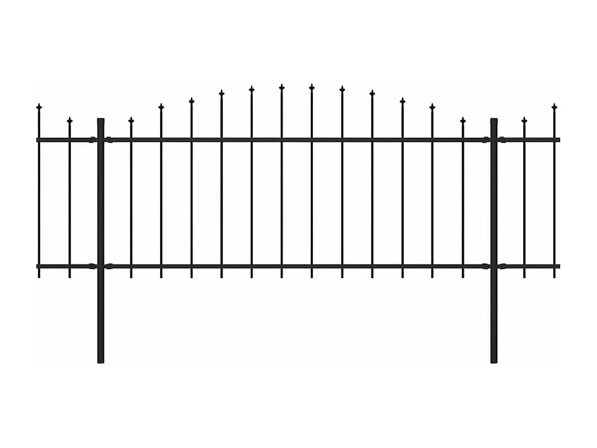 Clôture de jardin à dessus en lance Acier (0,5-0,75)x5,1 m Noir