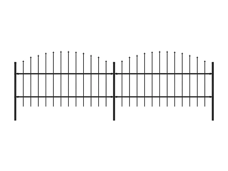 Clôture de jardin à dessus en lance Acier (0,75-1)x3,4 m Noir