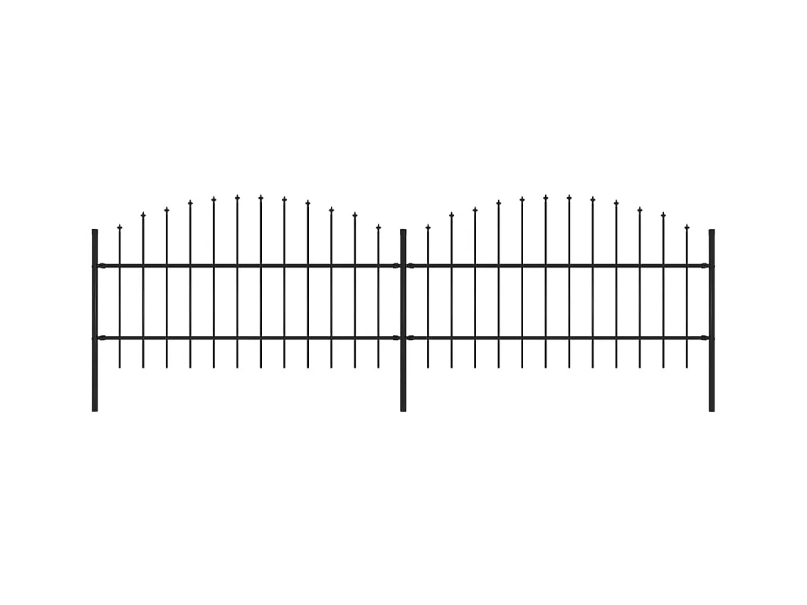 Clôture de jardin à dessus en lance Acier (0,75-1)x3,4 m Noir