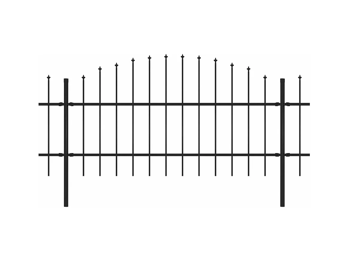 Clôture de jardin à dessus en lance Acier (0,75-1)x3,4 m Noir