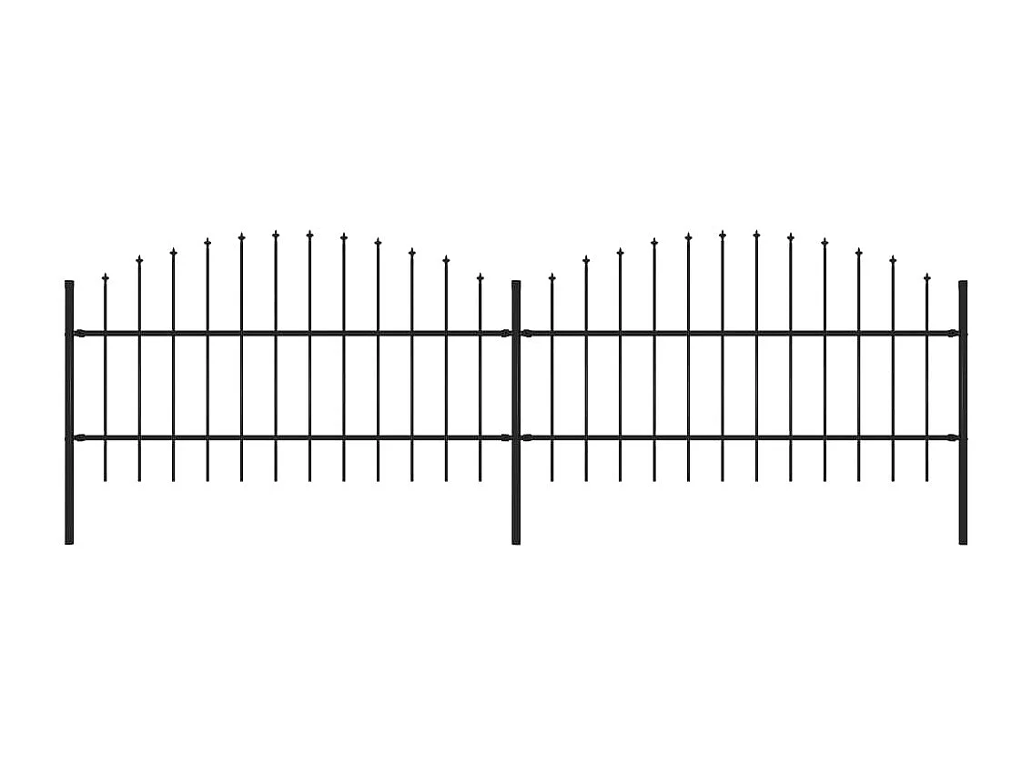 Clôture de jardin à dessus en lance Acier (0,75-1)x3,4 m Noir