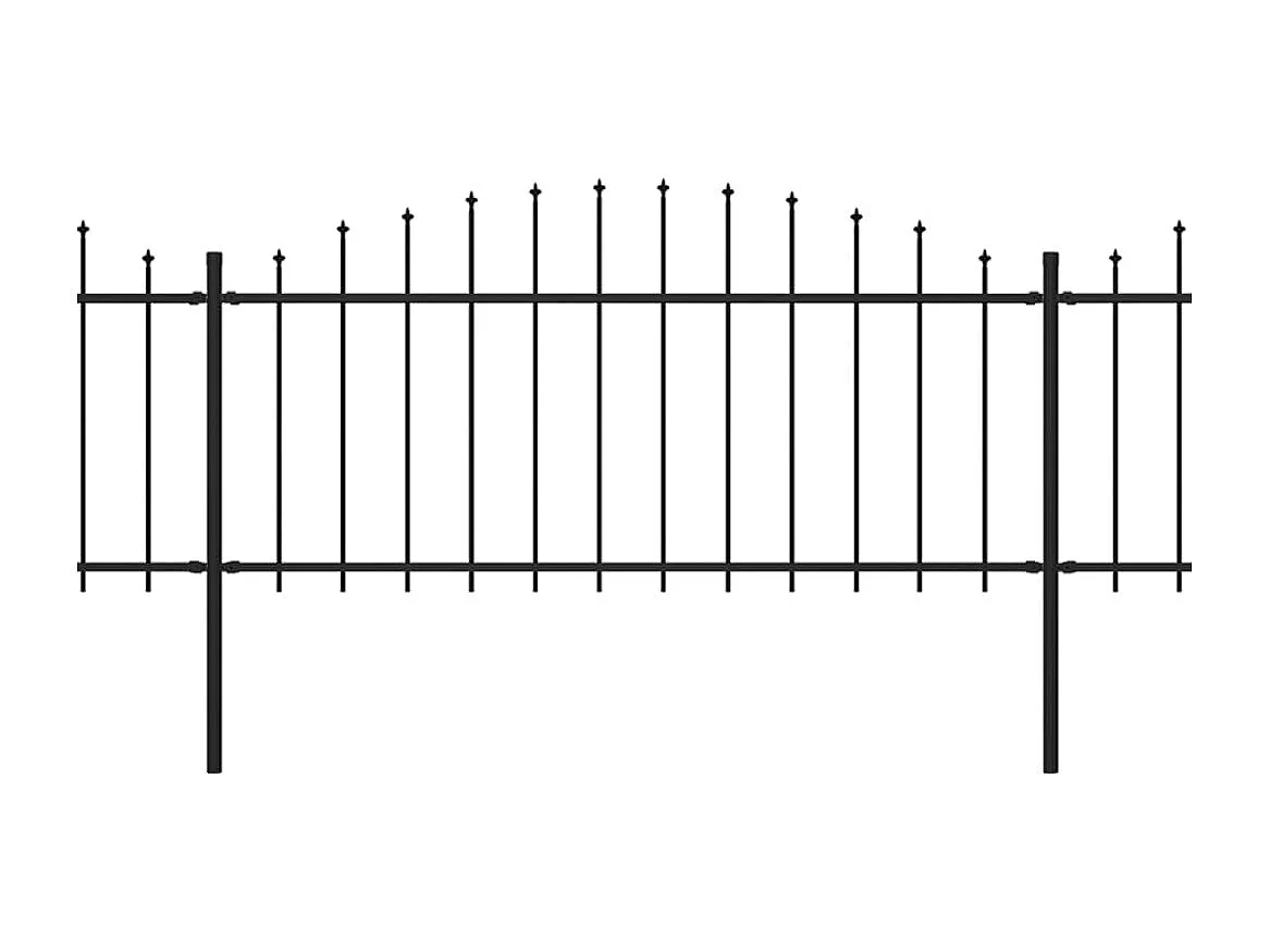 Clôture de jardin à dessus en lance Acier (0,5-0,75)x17 m Noir