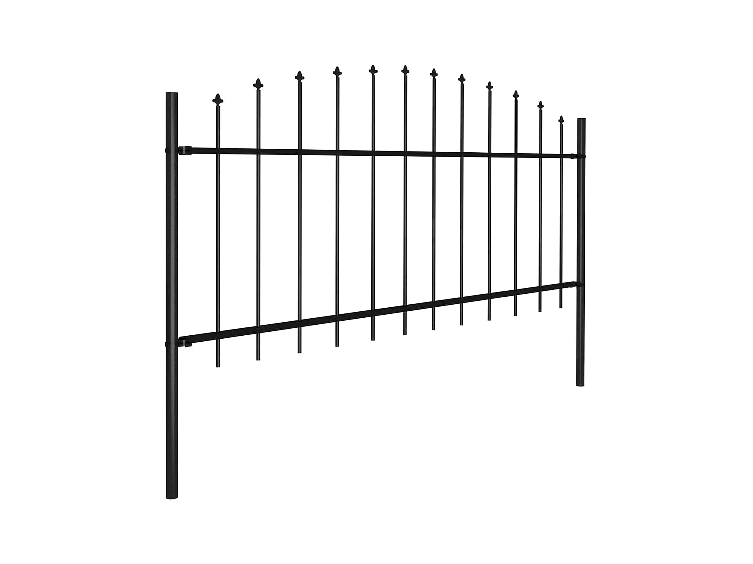 Clôture de jardin à dessus en lance Acier (0,5-0,75)x11,9m Noir