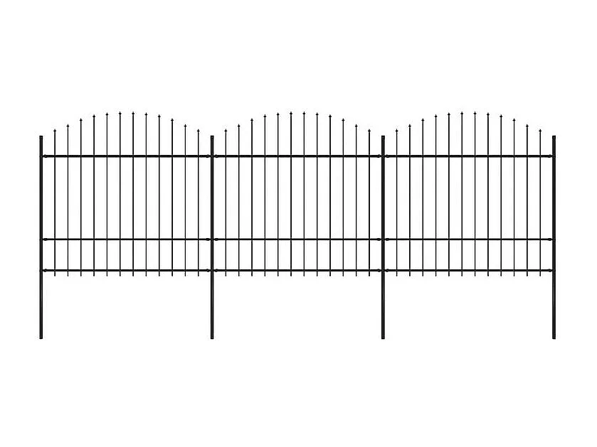 Clôture de jardin à dessus en lance Acier (1,5-1,75)x5,1 m Noir