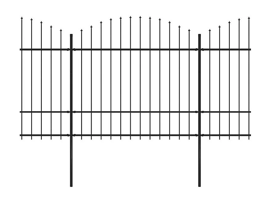 Clôture de jardin à dessus en lance Acier (1,5-1,75)x5,1 m Noir