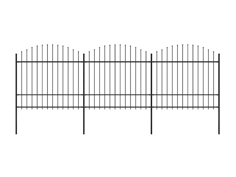 Clôture de jardin à dessus en lance Acier (1,5-1,75)x5,1 m Noir
