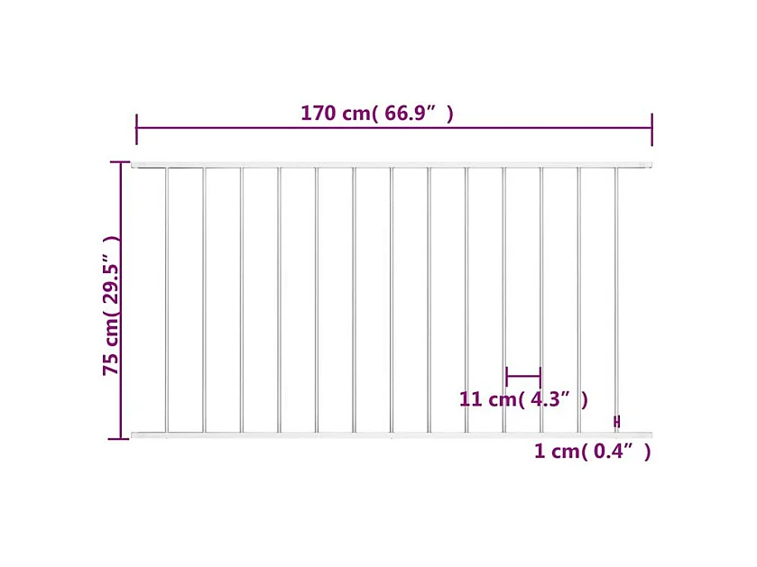 Panneau de clôture Acier enduit de poudre 1,7x0,75 m Blanc