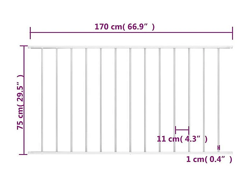 Panneau de clôture Acier enduit de poudre 1,7x0,75 m Blanc