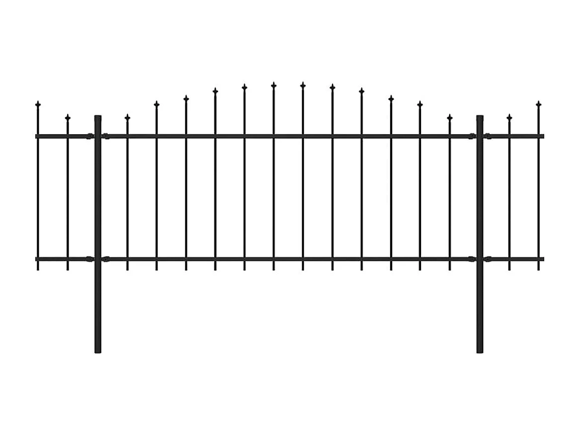 Clôture de jardin à dessus en lance Acier (0,5-0,75)x6,8 m Noir