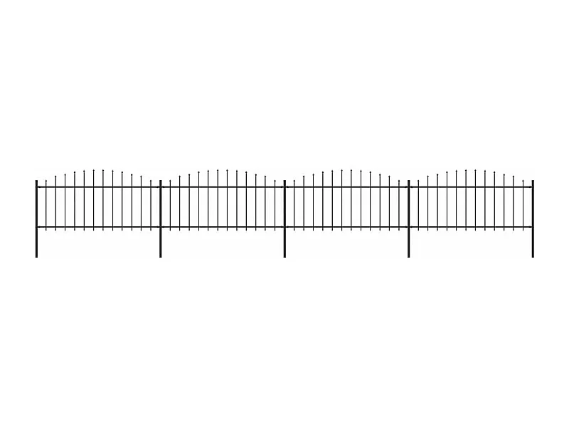 Clôture de jardin à dessus en lance Acier (0,5-0,75)x6,8 m Noir