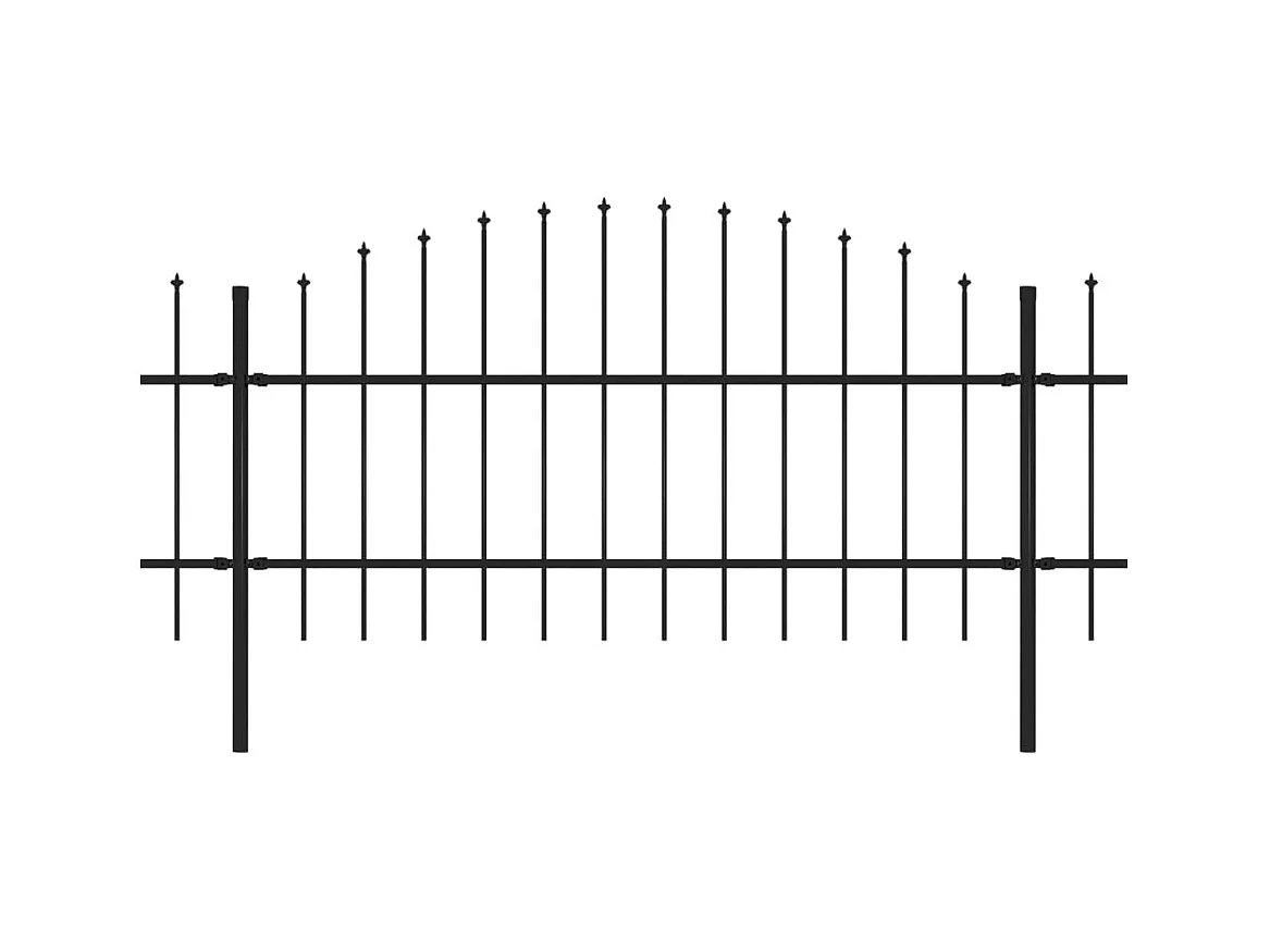 Clôture de jardin à dessus en lance Acier (0,75-1)x6,8 m Noir