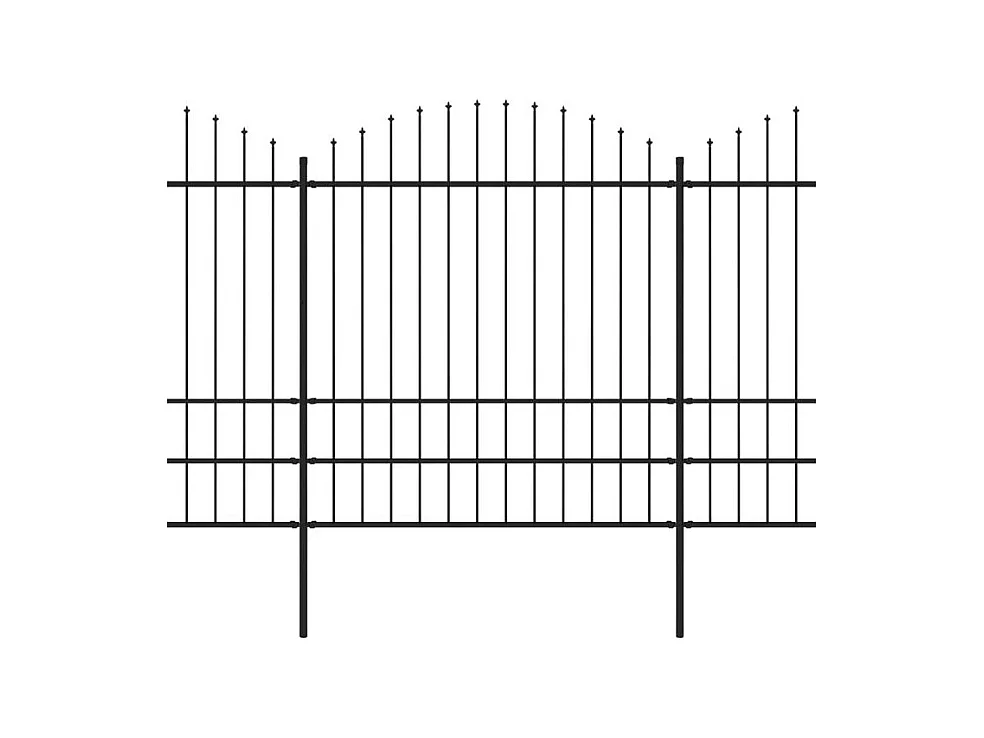 Clôture de jardin à dessus en lance Acier (1,75-2)x5,1 m Noir