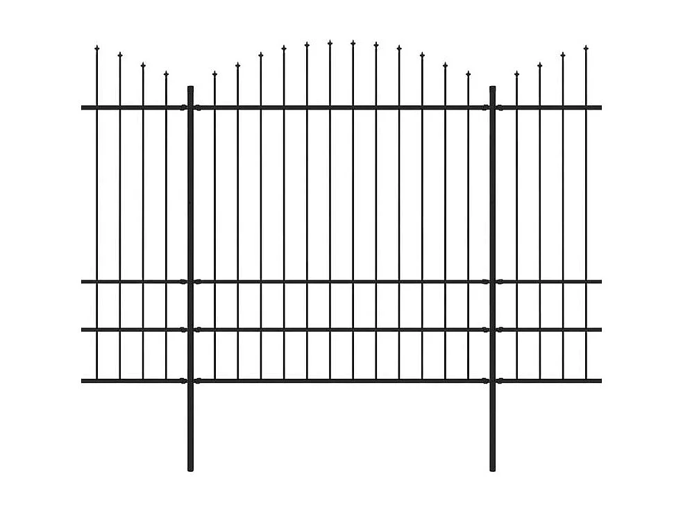 Clôture de jardin à dessus en lance Acier (1,75-2)x5,1 m Noir