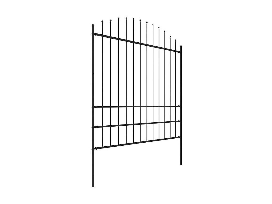 Clôture de jardin à dessus en lance Acier (1,75-2)x5,1 m Noir