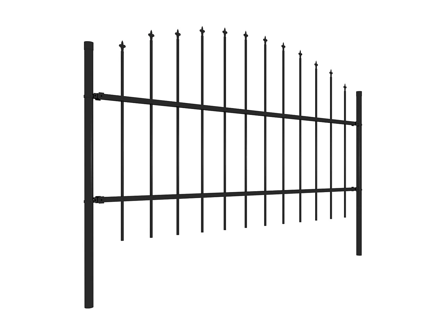 Clôture de jardin à dessus en lance Acier (0,75-1)x5,1 m Noir