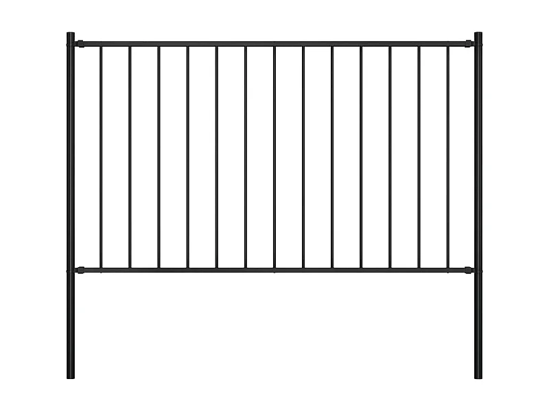 Panneau clôture et poteaux Acier enduit poudre 1,7x1,25 m Noir