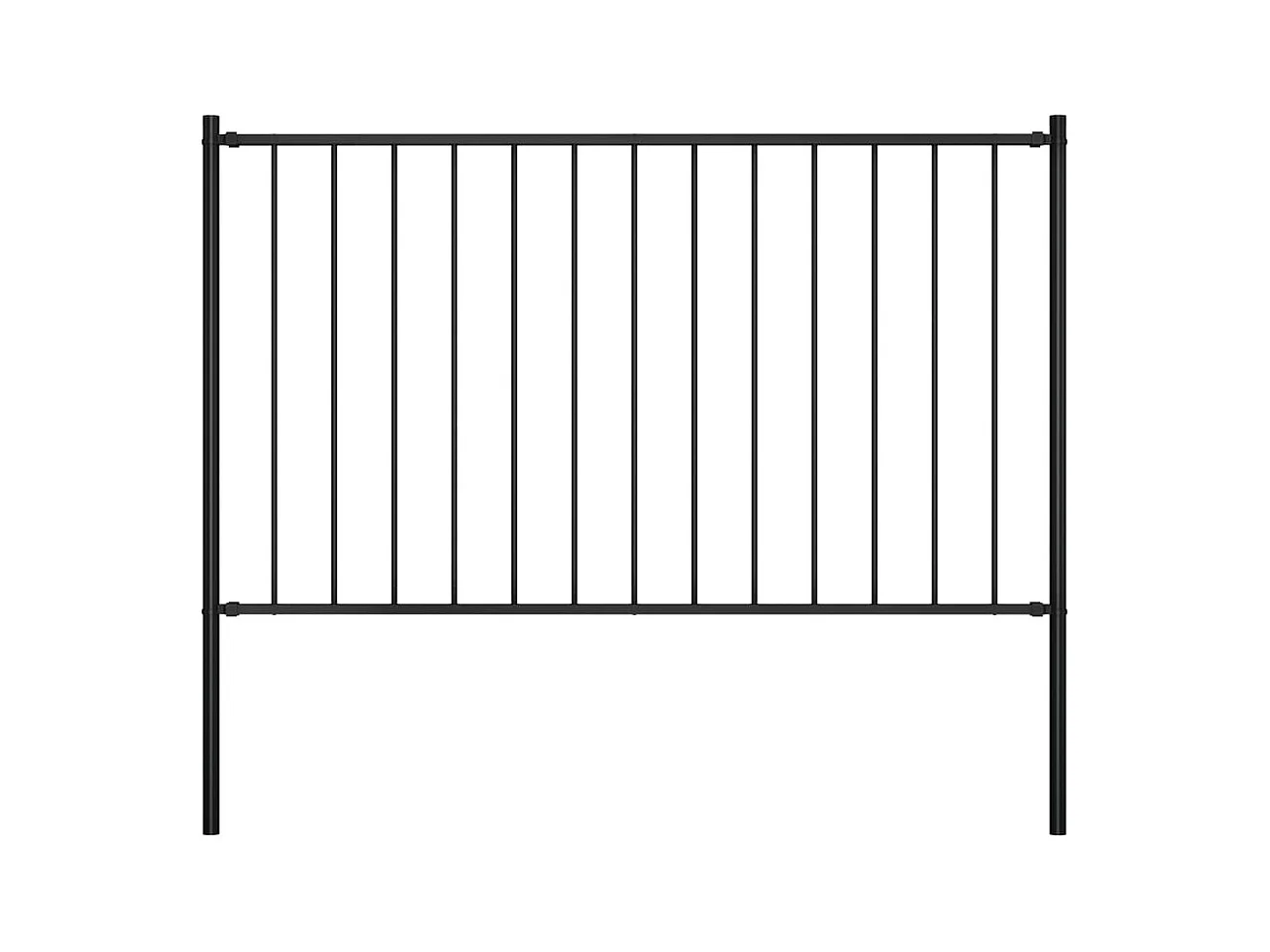 Panneau clôture et poteaux Acier enduit poudre 1,7x1,25 m Noir