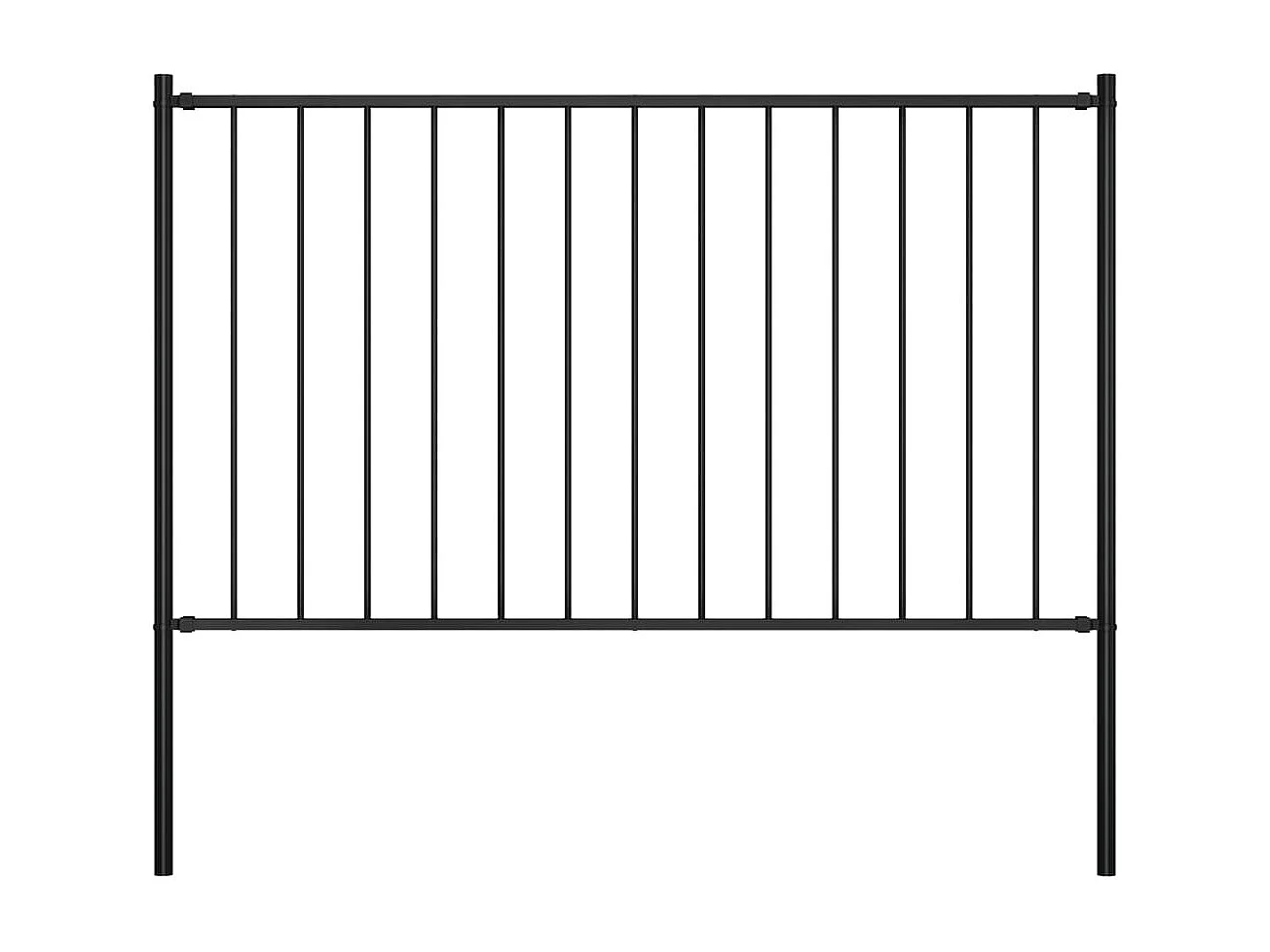 Panneau clôture et poteaux Acier enduit poudre 1,7x1,25 m Noir