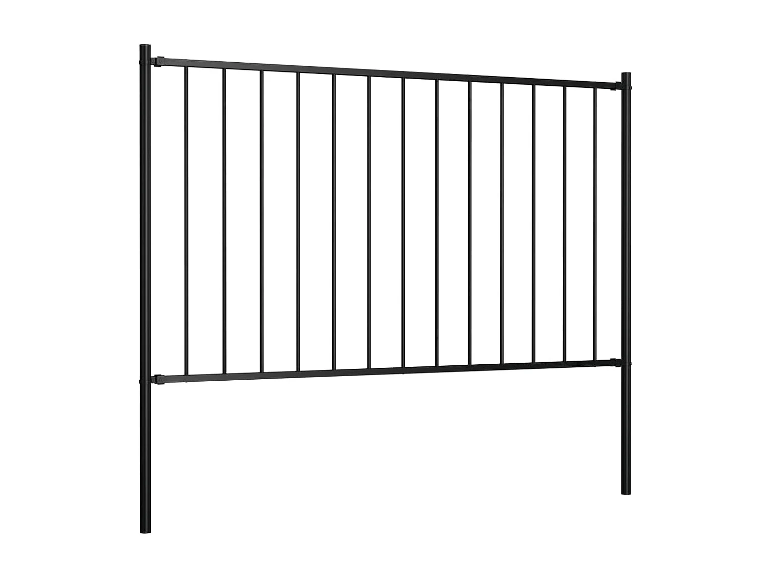 Panneau clôture et poteaux Acier enduit poudre 1,7x1,25 m Noir