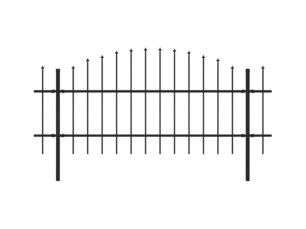 Clôture de jardin à dessus en lance Acier (0,75-1)x17 m Noir