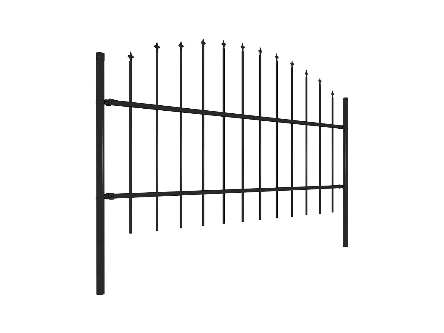 Clôture de jardin à dessus en lance Acier (0,75-1)x17 m Noir