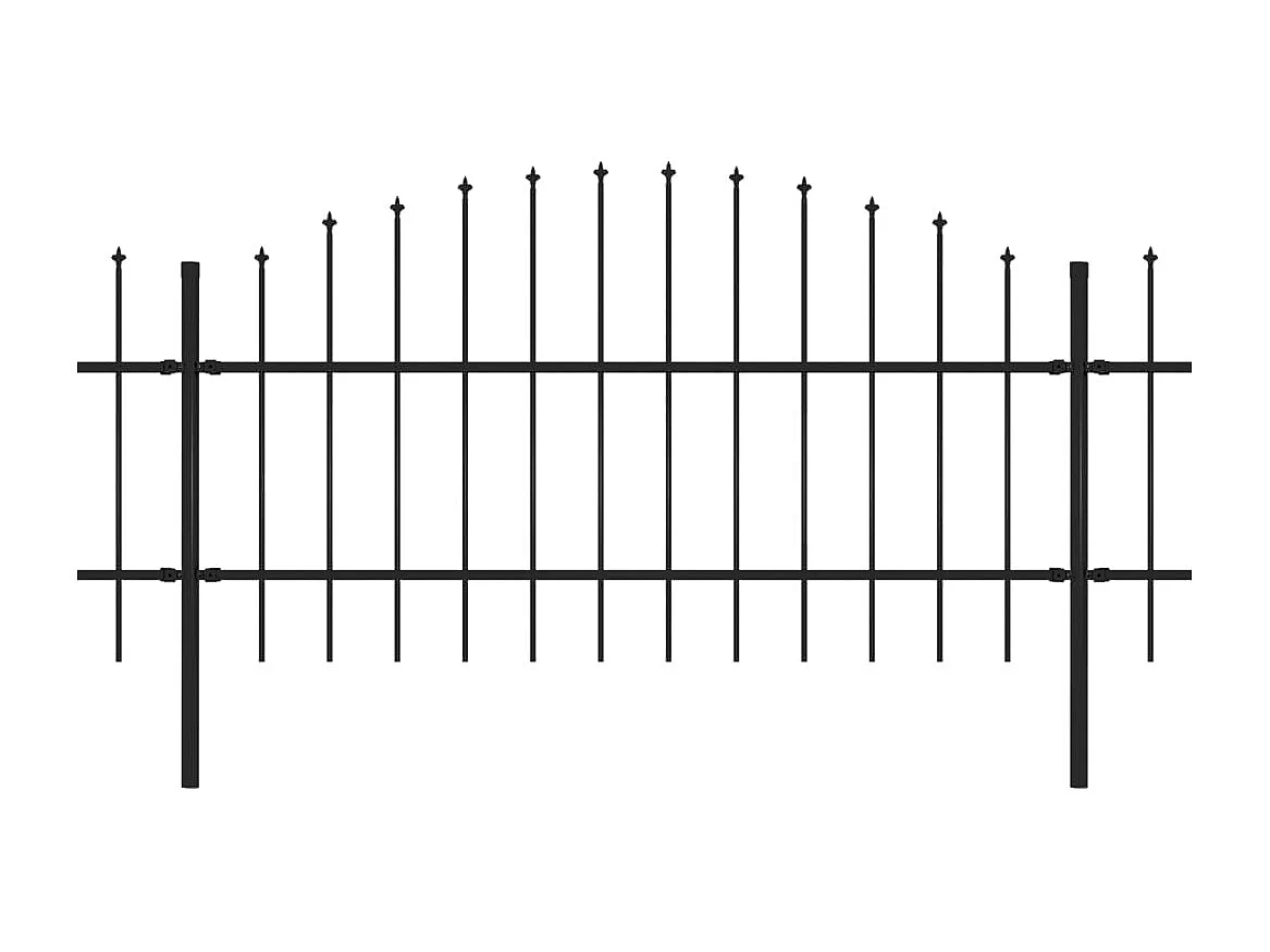 Clôture de jardin à dessus en lance Acier (0,75-1)x17 m Noir