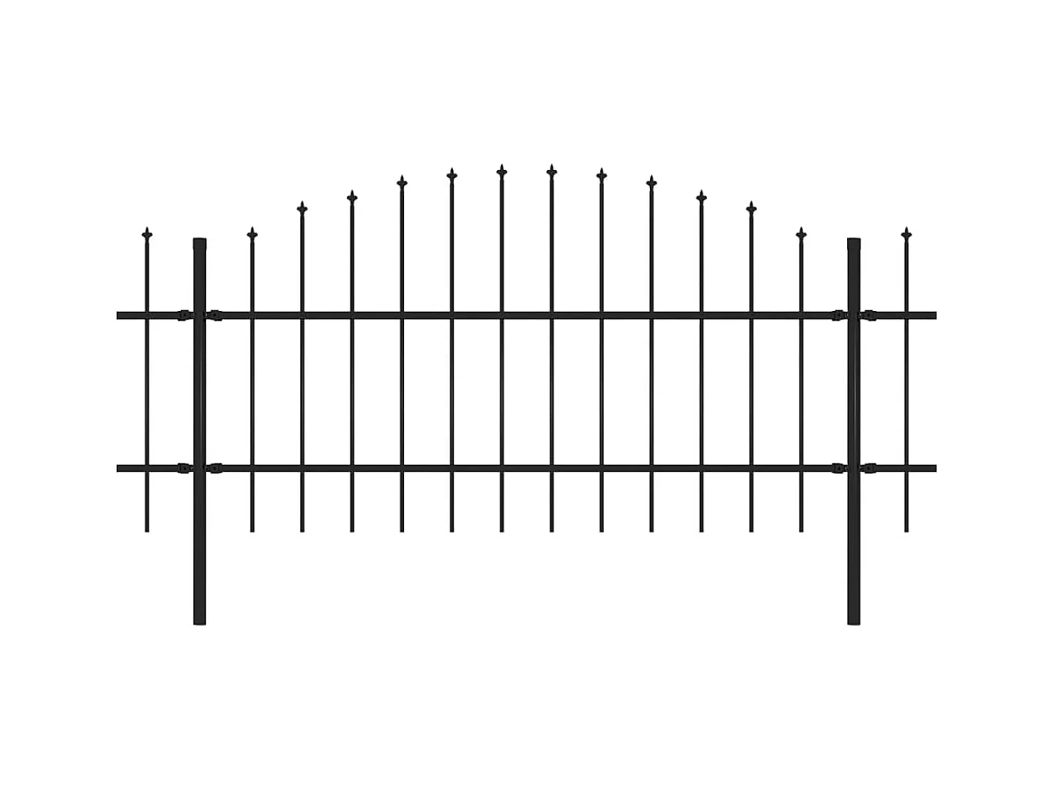 Clôture de jardin à dessus en lance Acier (0,75-1)x15,3 m Noir