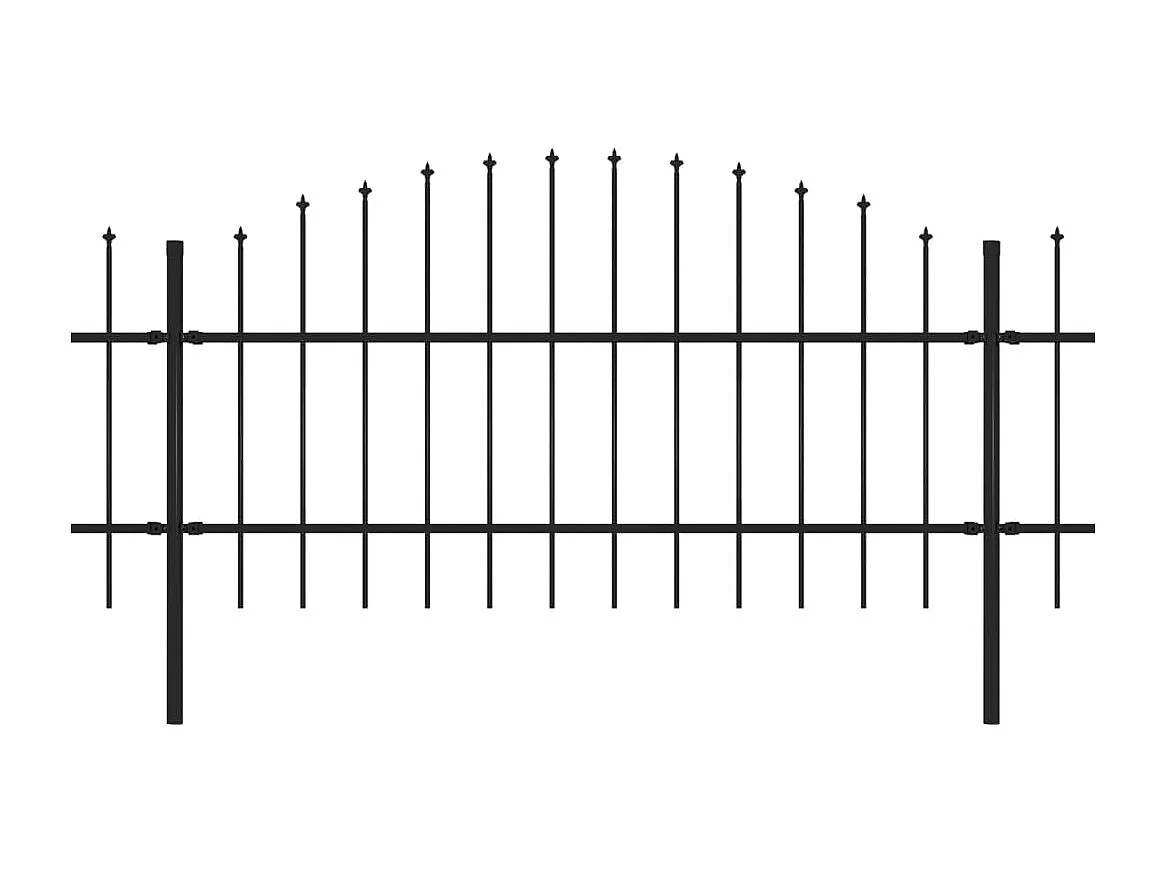 Clôture de jardin à dessus en lance Acier (0,75-1)x11,9 m Noir
