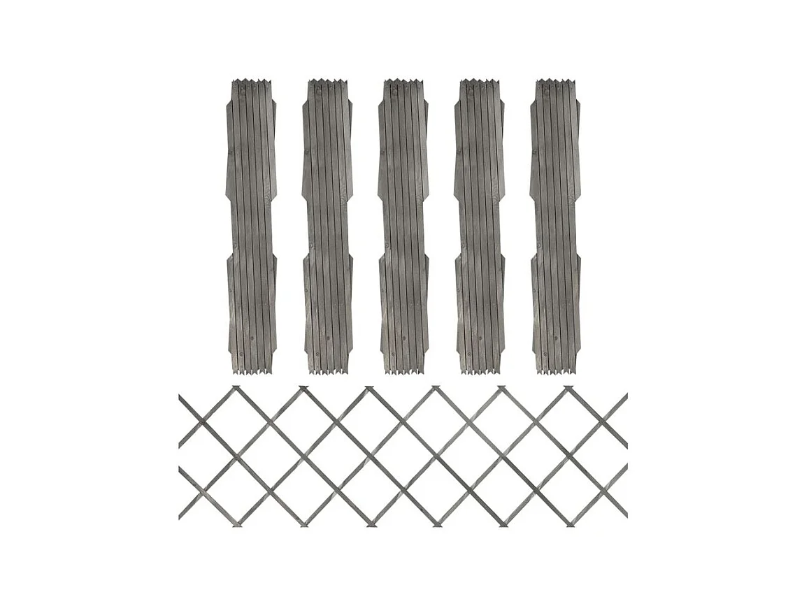 Clôture à treillis 5 pcs Gris Bois de sapin massif 180x60
