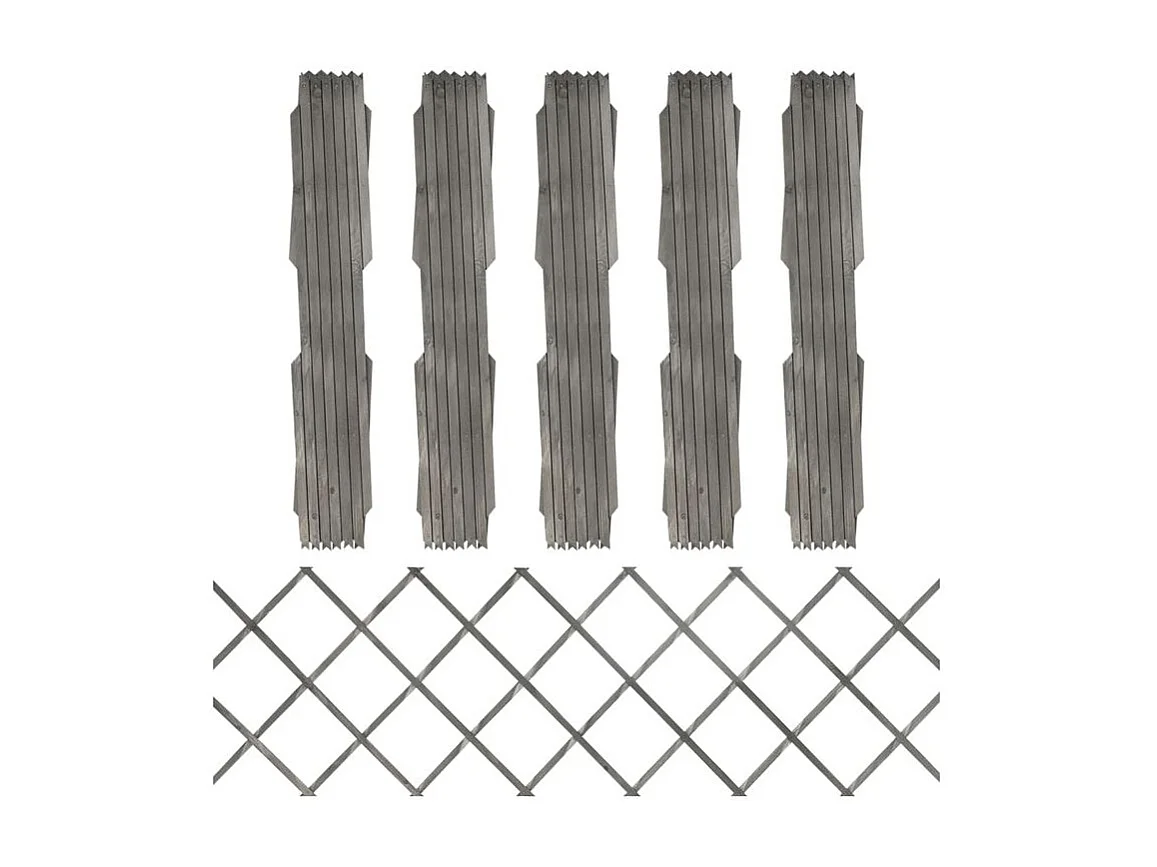 Clôture à treillis 5 pcs Gris Bois de sapin massif 180x60